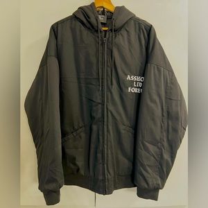 Assholes Live Forever Black Hooded Bomber Jacket - Size XL